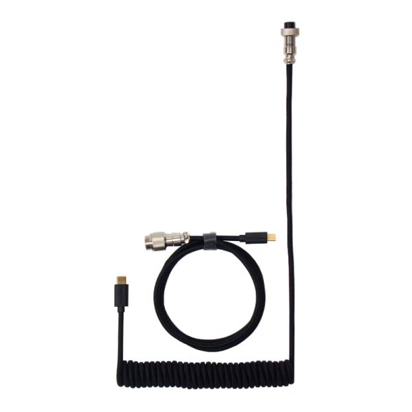 Keychron Coiled Aviator Cable Black Straight - Image 2