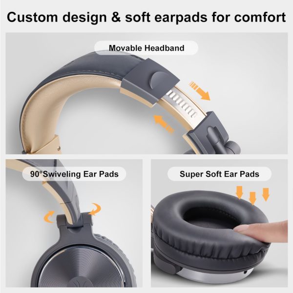 Oneodio Pro 10 Headphones Grey/Gold - Image 3
