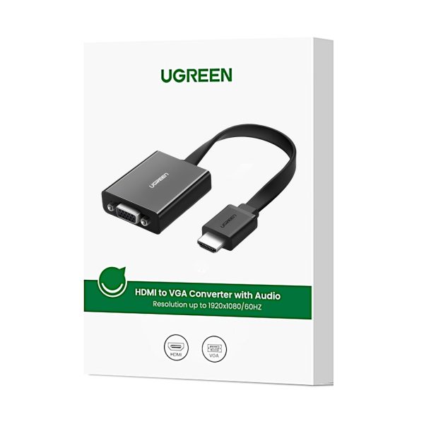 UGREEN HDMI to VGA Adapter, with 3.5mm Audio and Power Port - Black - Image 4