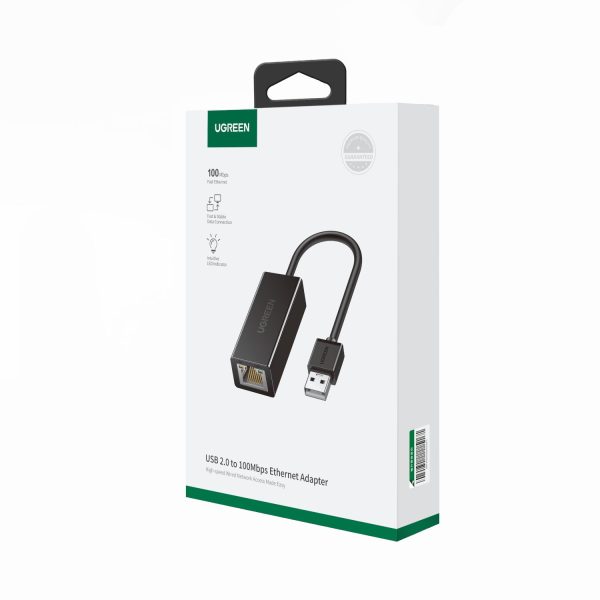 UGREEN CR110 Ethernet Adapter | USB 2.0 to RJ45 - Black - Image 4