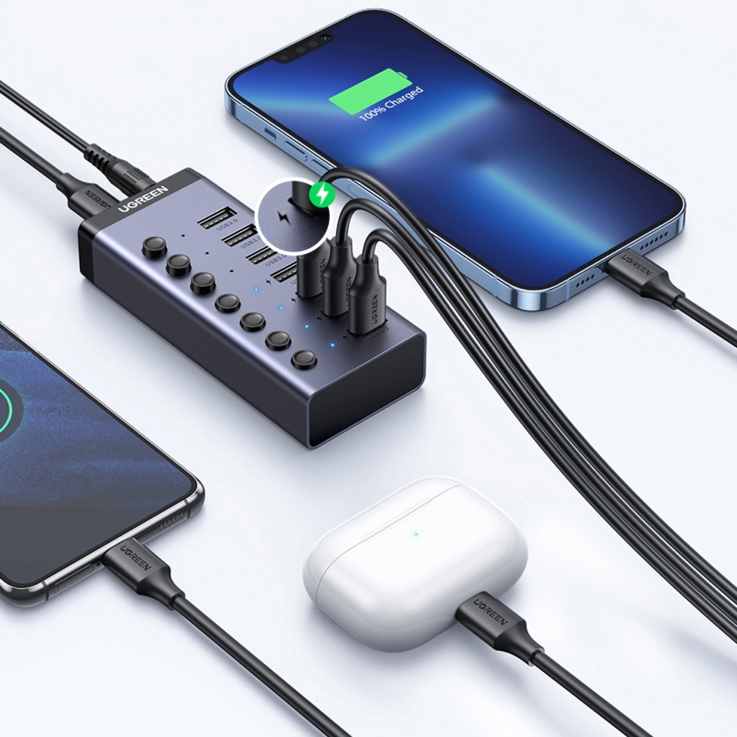 UGreen 7 in 1 USB 3.0 Hub-Grey - Image 4