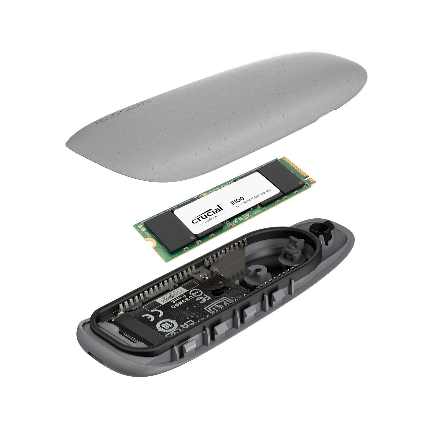 Asus Cobble M.2 SSD Type-C Enclosure and Crucial E100 2TB NVMe Bundle - Grey - Image 4