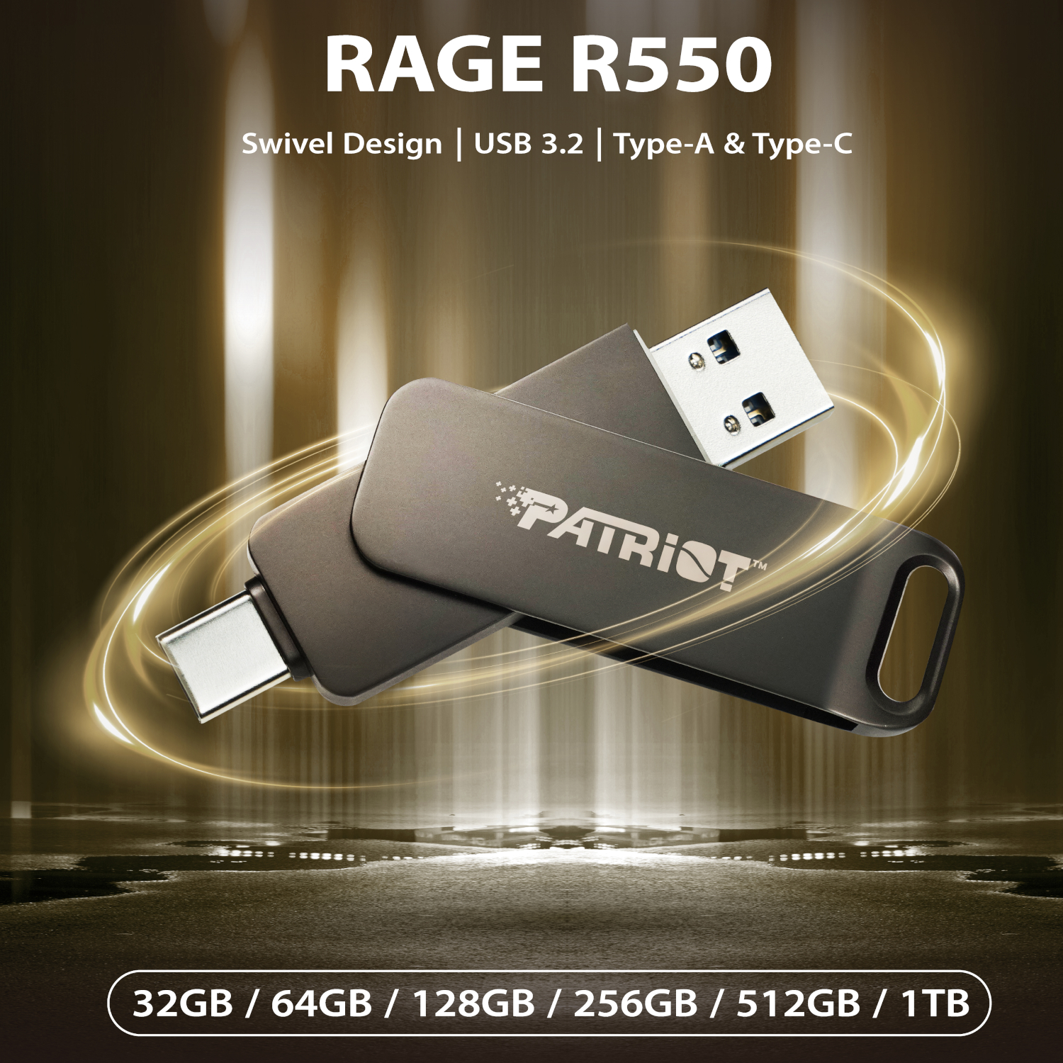 Patriot Rage R550 128GB USB3.2 Swing Type A to Type-C Flash Drive - Image 4