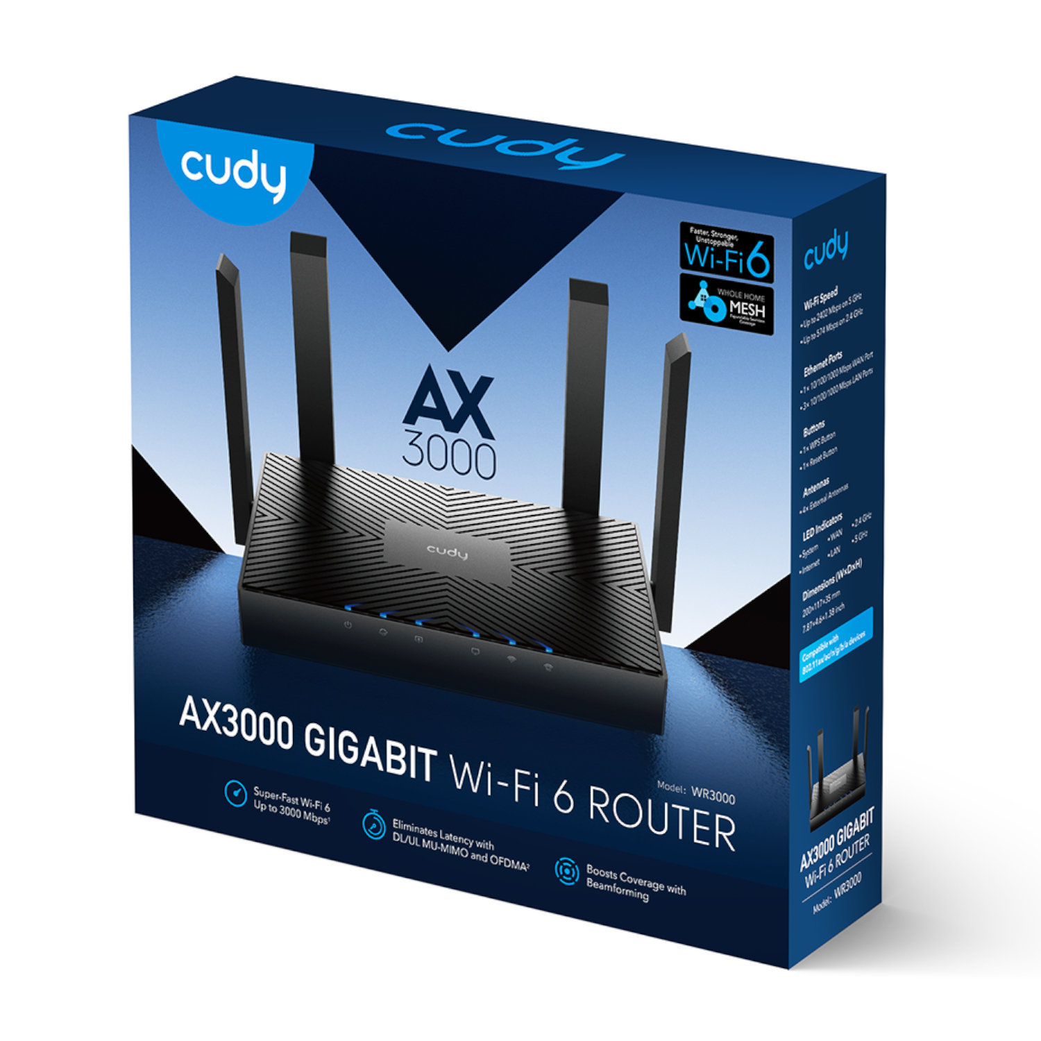 Cudy AX3000 5-Port Gigabit Dual-Band Wi-Fi 6 Mesh Router – Black - Image 4